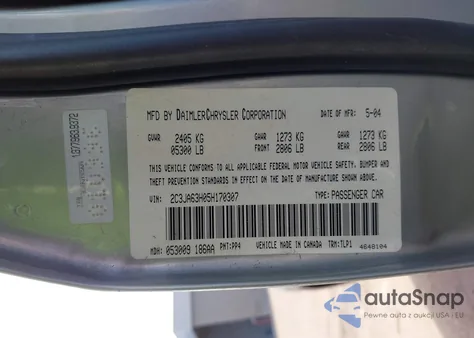 2005 Chrysler 300C из США, поврежденный, VIN 2C3JA63H05H170307